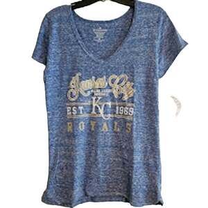Small Soft as a Grape Kansas City Royals Blue heathered vneck short sleeve